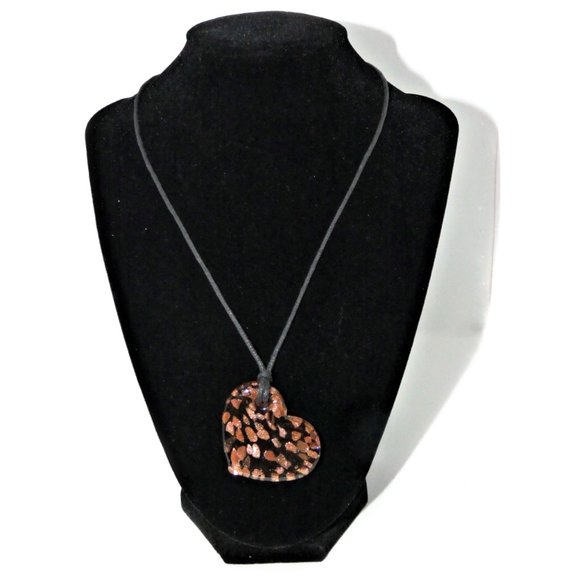 Glitter Heart Necklace Black Strand Love Valentine - Picture 2 of 3